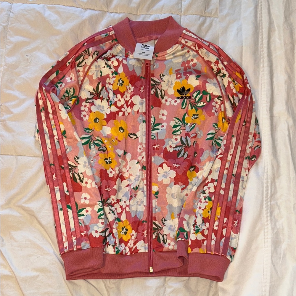 Adidas Girl’s Pink Floral Zip Up